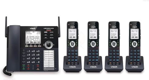 مجموعة من VTech AM18447+ (4) AM18047 نظام هاتف مكتب صغير قابل للتوسيع بأربعة خطوط مع جهاز الرد الآلي والاتصال الداخلي والمضيف التلقائي والموسيقى في الانتظار in Saudi Arabia
