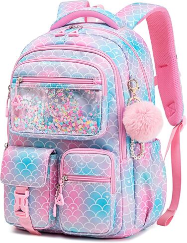 حقيبة ظهر للفتيات، حقيبة مدرسية للأطفال، المرحلة الابتدائية، الابتدائية، للأعمار من 6 إلى 15 سنة، حقيبة كتب للفتيات، حقيبة ظهر كاواي للطلاب، دولفين وردي in Kuwait