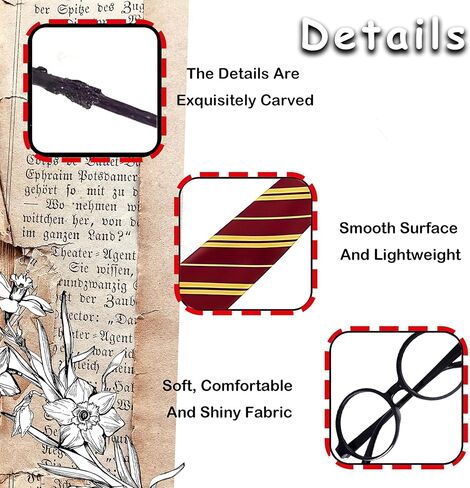 مجموعة إكسسوارات أزياء ساحر الهالوين، عصا الساحر وربطة عنق ونظارات سحرية مبتكرة in Kuwait