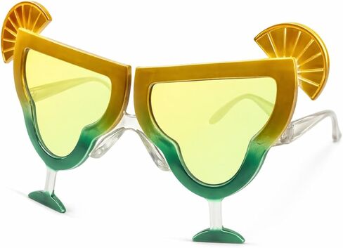 Margarita Sunglasses | Margs Glasses | Margarita Drink Sunglasses | Novelty Margaritas Glasses | Tropical Drink Party Shades | Marg Party Decorations | Green and Yellow | One Size | Unisex in Saudi Arabia