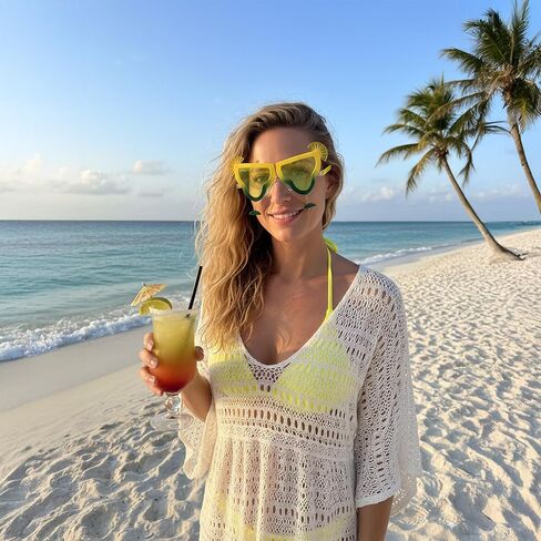 Margarita Sunglasses | Margs Glasses | Margarita Drink Sunglasses | Novelty Margaritas Glasses | Tropical Drink Party Shades | Marg Party Decorations | Green and Yellow | One Size | Unisex in Saudi Arabia