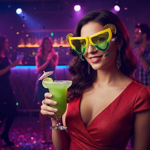 Margarita Sunglasses | Margs Glasses | Margarita Drink Sunglasses | Novelty Margaritas Glasses | Tropical Drink Party Shades | Marg Party Decorations | Green and Yellow | One Size | Unisex in Saudi Arabia