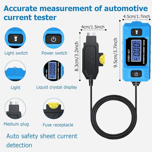 جهاز اختبار الصمامات والتتابع، جهاز اختبار أخطاء دائرة السيارات 12 فولت/24 فولت مع اختبار تيار عالي الدقة وشاشة LCD بإضاءة خلفية زرقاء، مكتشف قصير/مفتوح مع ضوء LED أمامي للسيارة والتشخيص الكهربائي للشاحنة in Kuwait