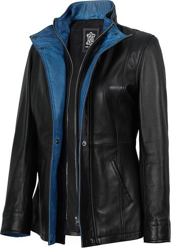 نساء معطف من الجلد - أسلوب معطف السيارة غير الرسمي 3/4 طول سترات جلدية حقيقية للنساء in Kuwait