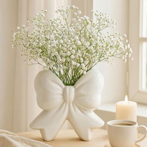 Bow Vase Coquette Ceramic Vase Pen Holder Makeup Brush Holder Contemporary Design Decorative Women Gift for Christmas Home Office Shelf Table Room(Pink,Small,Classic) in Saudi Arabia