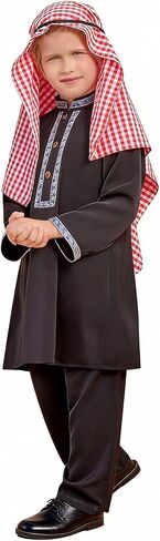 IWEMEK 4 قطعة طفل رضيع بنين مسلم الزي قفطان ثوب السراويل العربية الإسلامية عباية دبي رداء ملابس الصلاة مع وشاح الرأس in Saudi Arabia