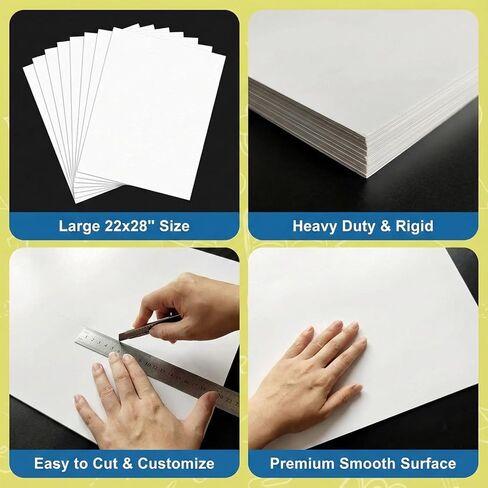 Rosmonde 25 Pack Poster Boards, Large 22"x28" White Poster Board Sheets, Extra Thick Presentation Poster Boards, Blank Graphic Display Vision Boards, DIY Signs, Crafts, Bulk Posterboards for All Uses in Kuwait