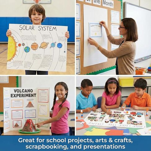 Rosmonde 25 Pack Poster Boards, Large 22"x28" White Poster Board Sheets, Extra Thick Presentation Poster Boards, Blank Graphic Display Vision Boards, DIY Signs, Crafts, Bulk Posterboards for All Uses in Kuwait