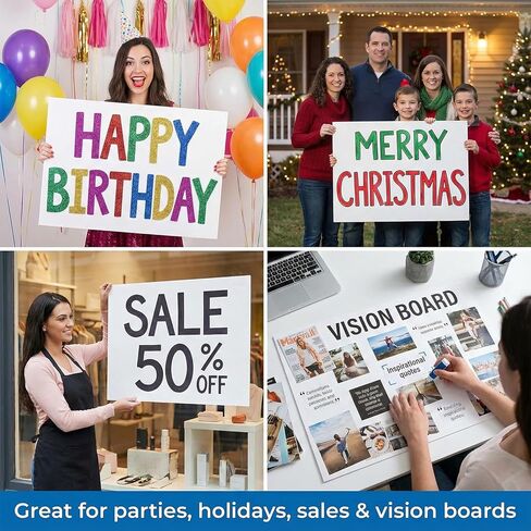 Rosmonde 25 Pack Poster Boards, Large 22"x28" White Poster Board Sheets, Extra Thick Presentation Poster Boards, Blank Graphic Display Vision Boards, DIY Signs, Crafts, Bulk Posterboards for All Uses in Kuwait