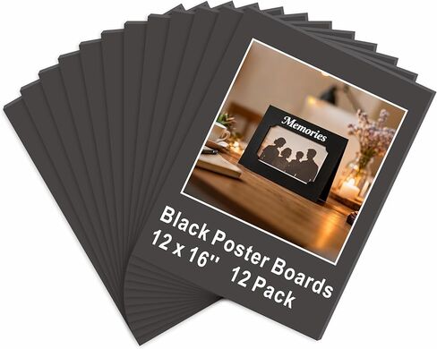Black Poster Board 12 x 16 in, ZXUNLIEH 12 Pack Foam Poster Board, Foam Core Sheets, Double Sided Puzzle Board, Vision Board for Crafts, Frame, Signage, School Projects, Displays & Events in Saudi Arabia