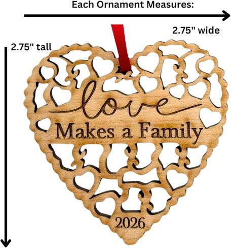 Adoption Gifts, Gotcha Day Gifts, Love Makes A Family Adoption Ornament in Laser Cut Wood 2024, Great Adoption Gifts for Family Or Our Blended Idea, Comes in a Gift Box in Kuwait