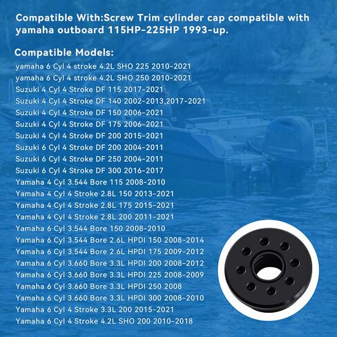 64E-43821-05-00 قطعة واحدة من غطاء أسطوانة المسمار متوافق مع Yamaha الخارجي 115HP-225HP 1993-up، استبدل 48630-96J01,48630-96J02,64E-43821-01-00 in Saudi Arabia