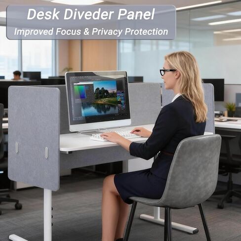 لوحة خصوصية مقسمة للمكتب من Vandebiao - قسم سطح مكتب مقاس 40 × 24 بوصة للمكتب والمنزل - رمادي in Kuwait