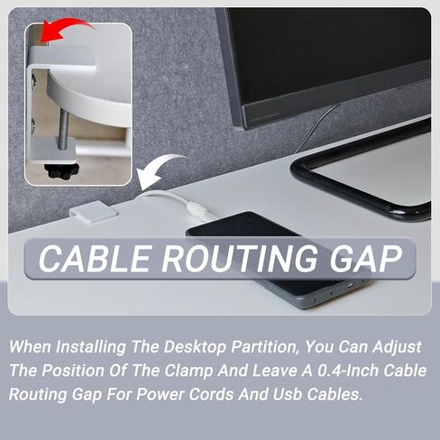 لوحة خصوصية مقسمة للمكتب من Vandebiao - قسم سطح مكتب مقاس 40 × 24 بوصة للمكتب والمنزل - رمادي in Kuwait