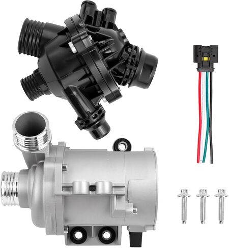 Electric Engine Water Pump with Thermostat Compatible with 328i 323i 128i 528i 325i 330i 525i Replace 11517546994 11517563183 11517586924 in Kuwait