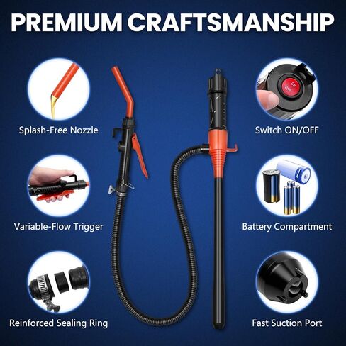 مضخة نقل الوقود المحمولة التي تعمل بالبطارية - 2.4 جرام في الدقيقة محمولة مع تدفق قابل للتعديل للغاز والديزل والكيروسين والماء in Kuwait