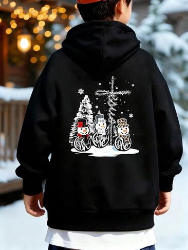 1-Piece Boys' & Teen Boys' High-Street Trendy Cool Back Print Versatile Autumn & Winter Fleece Jacket in Saudi Arabia