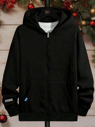 1-Piece Boys' & Teen Boys' High-Street Trendy Cool Back Print Versatile Autumn & Winter Fleece Jacket in Saudi Arabia