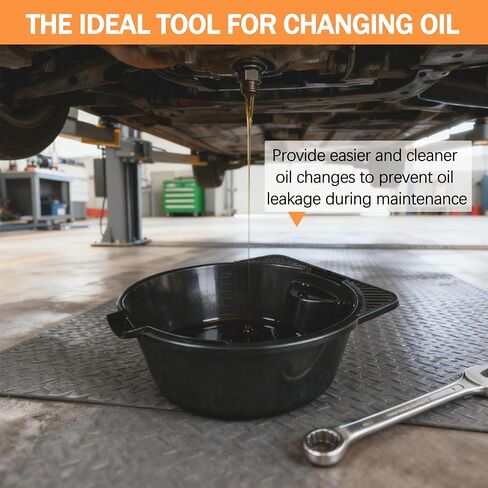 2 Gallon (8L) Portable Oil Drain Pan, Heavy-Duty Motor Oil Drip Catcher Pan for Automotive, Lawn Mower, ATV Oil Change （1 Pcs） in Kuwait