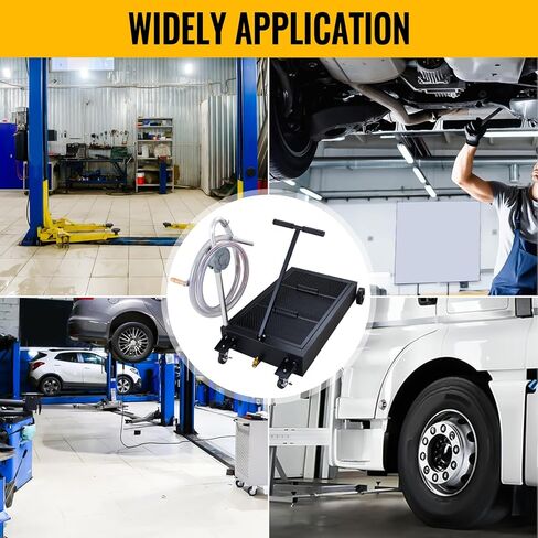 وعاء تصريف الزيت بسعة 25 جالون، خزان تصريف الزيت منخفض الحجم، مقلاة تغيير الزيت ذات سعة كبيرة مع يد قابلة للطي، مضخة، خرطوم، عجلات دوارة مناسبة للسيارات وسيارات الدفع الرباعي والشاحنات لتغيير الزيت باللون الأسود in Kuwait