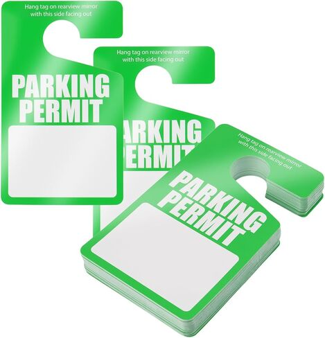 50PCS Parking Passes Hanging for Car,3"x5" Car Parking Permit Hang Tag with Hanger Loop & Write-on Panel,Reusable Temporary Parkings Placards for Cars Rear View Mirror in Saudi Arabia