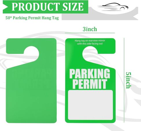 50PCS Parking Passes Hanging for Car,3"x5" Car Parking Permit Hang Tag with Hanger Loop & Write-on Panel,Reusable Temporary Parkings Placards for Cars Rear View Mirror in Saudi Arabia