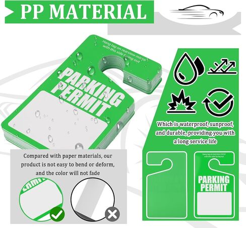 50PCS Parking Passes Hanging for Car,3"x5" Car Parking Permit Hang Tag with Hanger Loop & Write-on Panel,Reusable Temporary Parkings Placards for Cars Rear View Mirror in Saudi Arabia