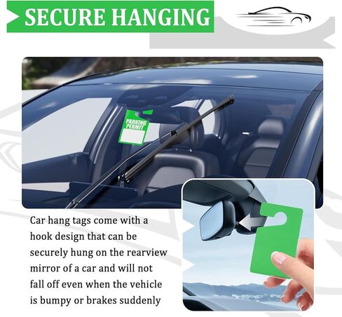 50PCS Parking Passes Hanging for Car,3"x5" Car Parking Permit Hang Tag with Hanger Loop & Write-on Panel,Reusable Temporary Parkings Placards for Cars Rear View Mirror in Saudi Arabia