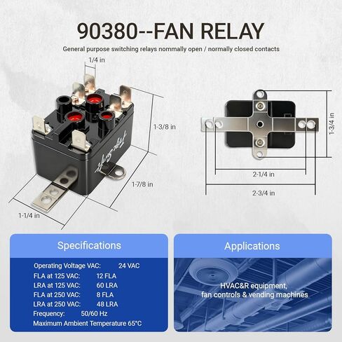 90380 مرحل مروحة التبديل للخدمة الشاقة، مرحلات التبديل للأغراض العامة، جهات الاتصال المفتوحة/المغلقة عادة، مناسبة لـ Havc، المكونات الكهربائية، تعمل بملف 24 فولت، 50/60 هرتز in Kuwait