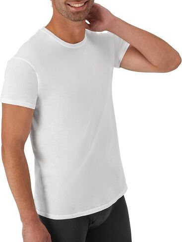 Hanes Mens Undershirt Packs, Stay-Tucked Soft Cotton Undershirts, Best Undershirts for Men, White/Black/Asstd Multipacks - White - 12 Pack XX-Large in Saudi Arabia