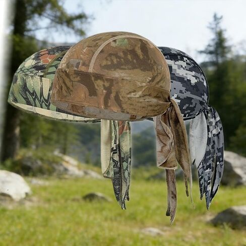 3PCS Camouflage Skull Beanie Unisex Quick-Dry Breathable Mesh Cap Lightweight Multi-Color Headwrap for Hiking Fishing Cycling in Saudi Arabia