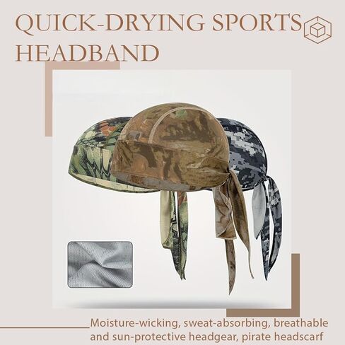 3PCS Camouflage Skull Beanie Unisex Quick-Dry Breathable Mesh Cap Lightweight Multi-Color Headwrap for Hiking Fishing Cycling in Saudi Arabia