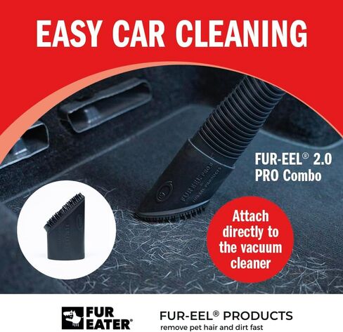 أداة إزالة شعر الحيوانات الأليفة FUR-EEL PRO 2.0 كومبو لتفصيل السيارة | مرفق فراغ عالمي لشعر الكلاب والقطط | يناسب خراطيم 1-1/4 بوصة و1-3/8 بوصة | رأس مطاطي ناعم قابل للاستبدال | قابل للغسل وقابل لإعادة الاستخدام in Kuwait