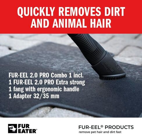 أداة إزالة شعر الحيوانات الأليفة FUR-EEL PRO 2.0 كومبو لتفصيل السيارة | مرفق فراغ عالمي لشعر الكلاب والقطط | يناسب خراطيم 1-1/4 بوصة و1-3/8 بوصة | رأس مطاطي ناعم قابل للاستبدال | قابل للغسل وقابل لإعادة الاستخدام in Kuwait