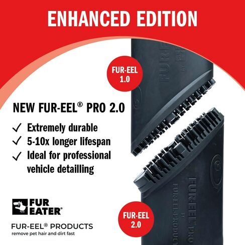 أداة إزالة شعر الحيوانات الأليفة FUR-EEL PRO 2.0 كومبو لتفصيل السيارة | مرفق فراغ عالمي لشعر الكلاب والقطط | يناسب خراطيم 1-1/4 بوصة و1-3/8 بوصة | رأس مطاطي ناعم قابل للاستبدال | قابل للغسل وقابل لإعادة الاستخدام in Kuwait