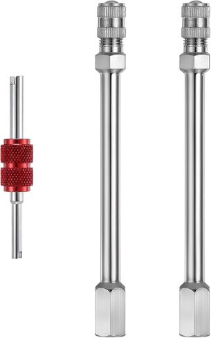 2 PCS Valve Stem Extenders, 5.9inch Wheel Tire Valve Extension Rod with Red Air Valve, Chrome Air Tyre Stem Extender for Car Truck Motorcycle RV ATV Mowers in Saudi Arabia