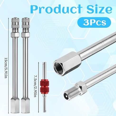 2 PCS Valve Stem Extenders, 5.9inch Wheel Tire Valve Extension Rod with Red Air Valve, Chrome Air Tyre Stem Extender for Car Truck Motorcycle RV ATV Mowers in Saudi Arabia