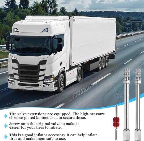 2 PCS Valve Stem Extenders, 5.9inch Wheel Tire Valve Extension Rod with Red Air Valve, Chrome Air Tyre Stem Extender for Car Truck Motorcycle RV ATV Mowers in Saudi Arabia