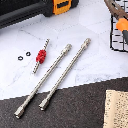 2 PCS Valve Stem Extenders, 5.9inch Wheel Tire Valve Extension Rod with Red Air Valve, Chrome Air Tyre Stem Extender for Car Truck Motorcycle RV ATV Mowers in Saudi Arabia