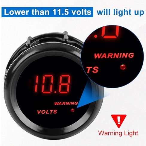 DC12V Voltmeter Red Digital LED Volt Gauge Voltage Meter Kit 2inch 52mm for Boat Marine Car Truck Vehicle Automotive in Kuwait