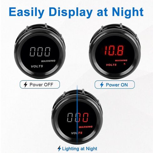 DC12V Voltmeter Red Digital LED Volt Gauge Voltage Meter Kit 2inch 52mm for Boat Marine Car Truck Vehicle Automotive in Kuwait