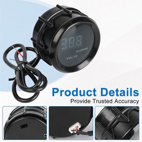 DC12V Voltmeter Red Digital LED Volt Gauge Voltage Meter Kit 2inch 52mm for Boat Marine Car Truck Vehicle Automotive in Kuwait