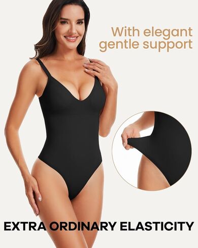 Bodysuits for Women, Tummy Control Full Body Shapewear, Seamless Deep V Neck Thong Body Suit in Kuwait