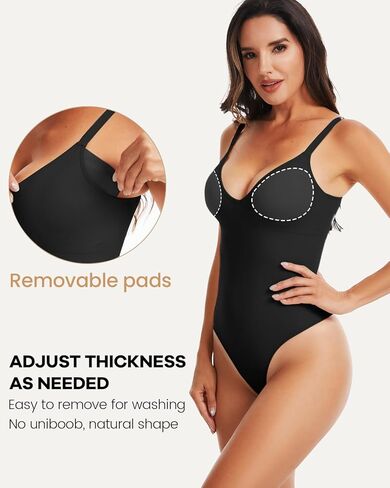 Bodysuits for Women, Tummy Control Full Body Shapewear, Seamless Deep V Neck Thong Body Suit in Kuwait