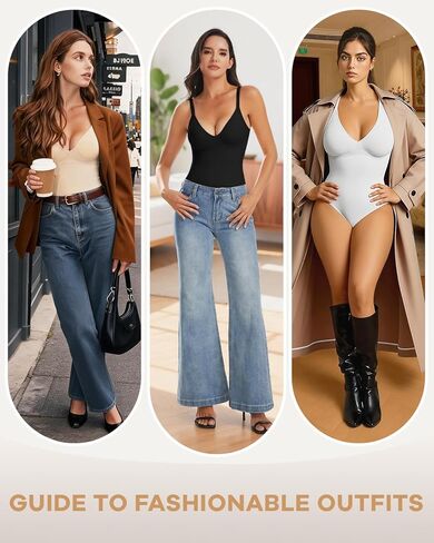 Bodysuits for Women, Tummy Control Full Body Shapewear, Seamless Deep V Neck Thong Body Suit in Kuwait