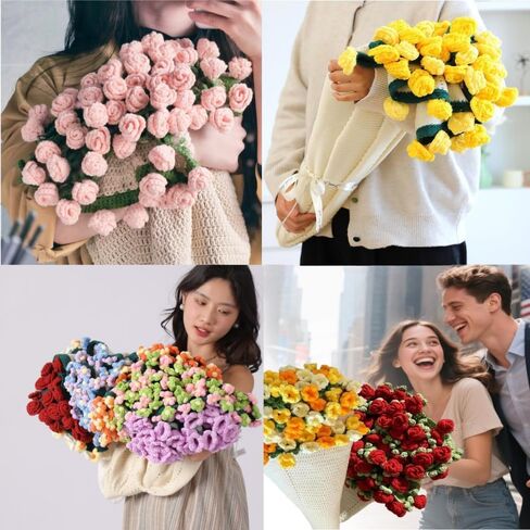Manta de Ramo de Flores de Ganchillo Producto Terminado، Manta de Ramo de Flores Hecha a Mano، مثالي لـ El Día de la Madre، cumpleaños y Decoración del hogar (Girasol، 43 بوصة) in Saudi Arabia