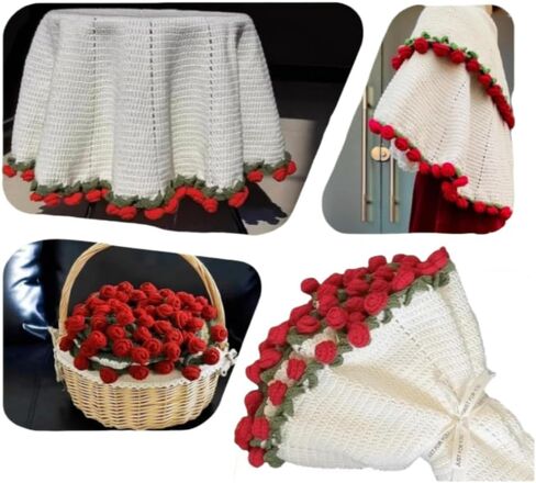 Manta de Ramo de Flores de Ganchillo Producto Terminado، Manta de Ramo de Flores Hecha a Mano، مثالي لـ El Día de la Madre، cumpleaños y Decoración del hogar (Girasol، 43 بوصة) in Saudi Arabia