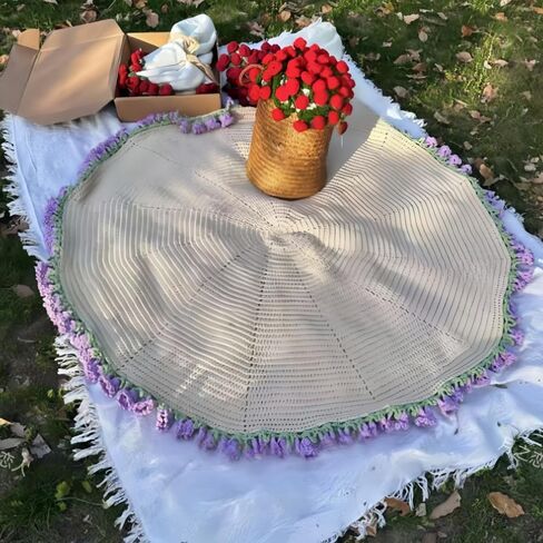 Manta de Ramo de Flores de Ganchillo Producto Terminado، Manta de Ramo de Flores Hecha a Mano، مثالي لـ El Día de la Madre، cumpleaños y Decoración del hogar (Girasol، 43 بوصة) in Saudi Arabia