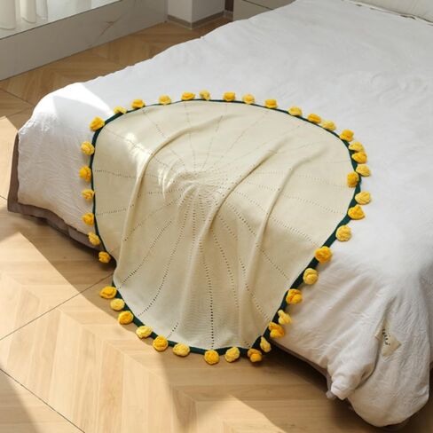 Manta de Ramo de Flores de Ganchillo Producto Terminado، Manta de Ramo de Flores Hecha a Mano، مثالي لـ El Día de la Madre، cumpleaños y Decoración del hogar (Girasol، 43 بوصة) in Saudi Arabia