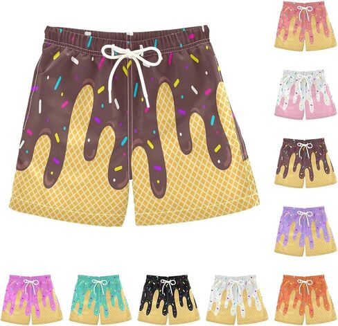 الآيس كريم السراويل الفتيان الصيف لطيف Preppy الآيس كريم بالتنقيط البيسبول السراويل الرباط مرونة الخصر النشطة المسار السراويل القصيرة in Kuwait